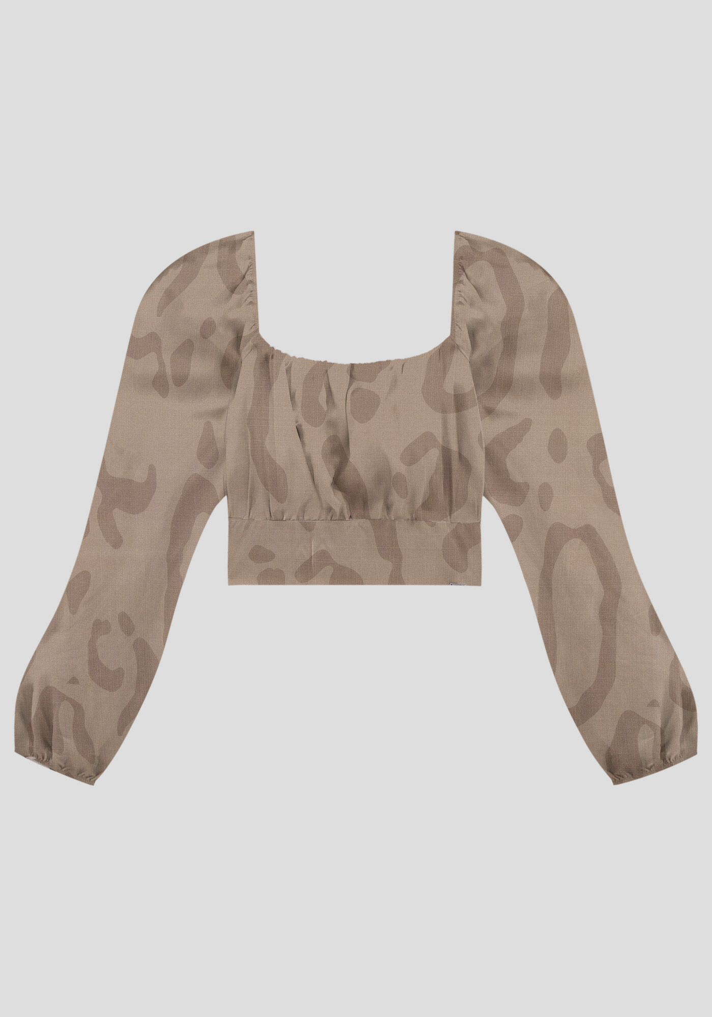 Blusa Cropped Viscose Manga Longa, JAGUAR BEGE, large.