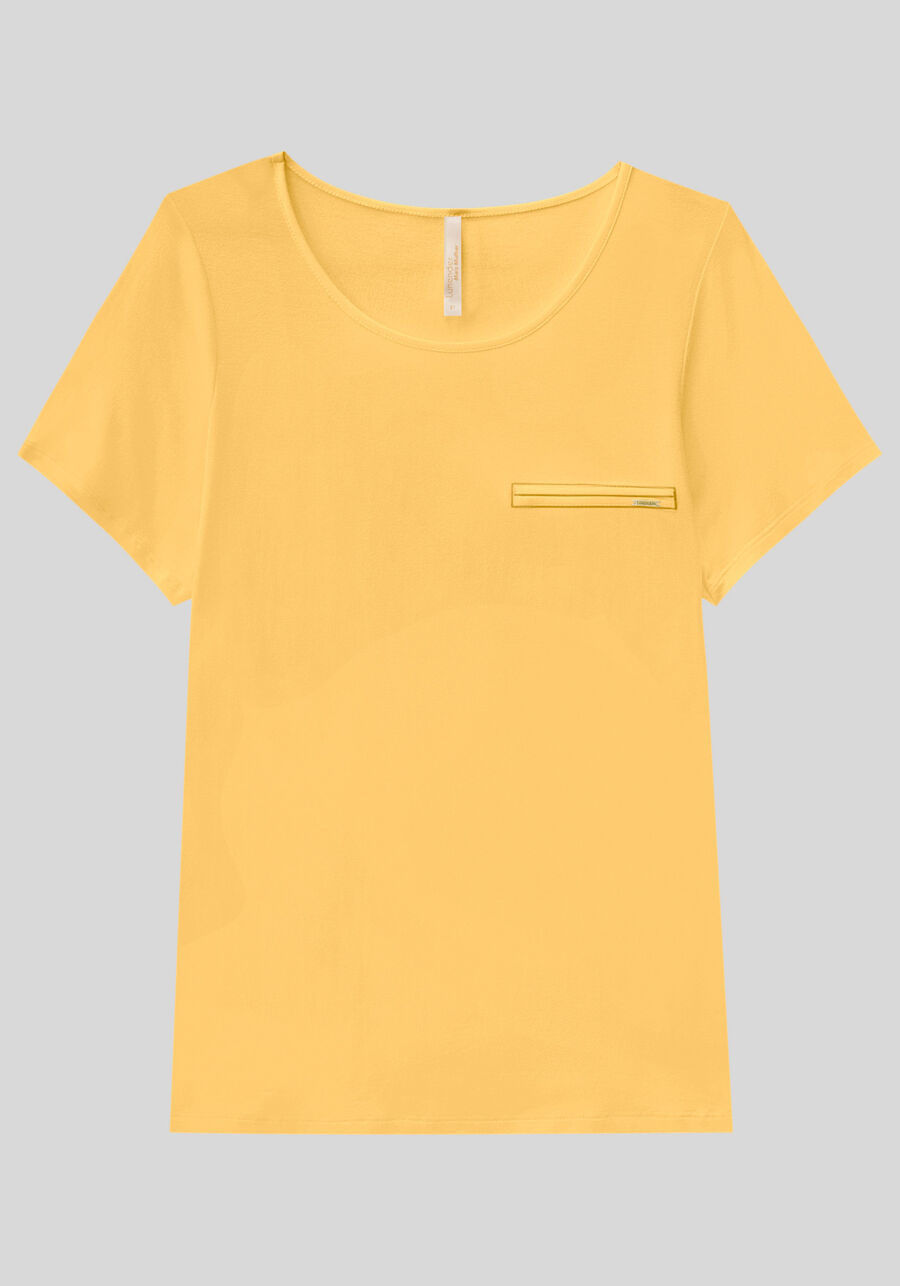 Blusa Básica Lisa De Mangas Curtas Com Detalhe Frontal, . Blusa Básica Lisa De Mangas Curtas Com Detalhe Frontal, , large.