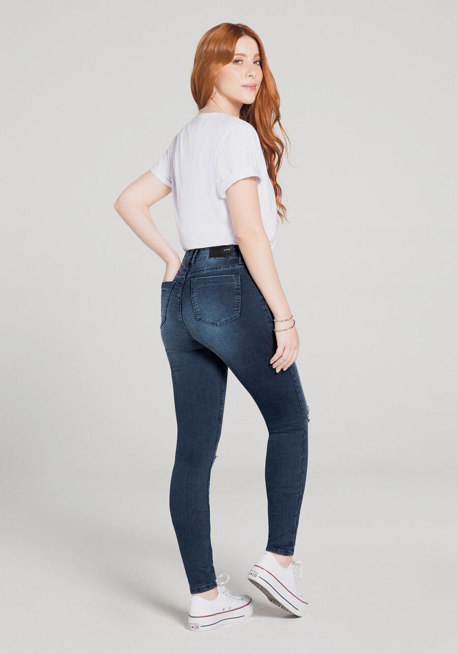 Calça Jeans Skinny Chapa Barriga com Cintura Média, JEANS. Calça Jeans Skinny Chapa Barriga com Cintura Média, JEANS, large.