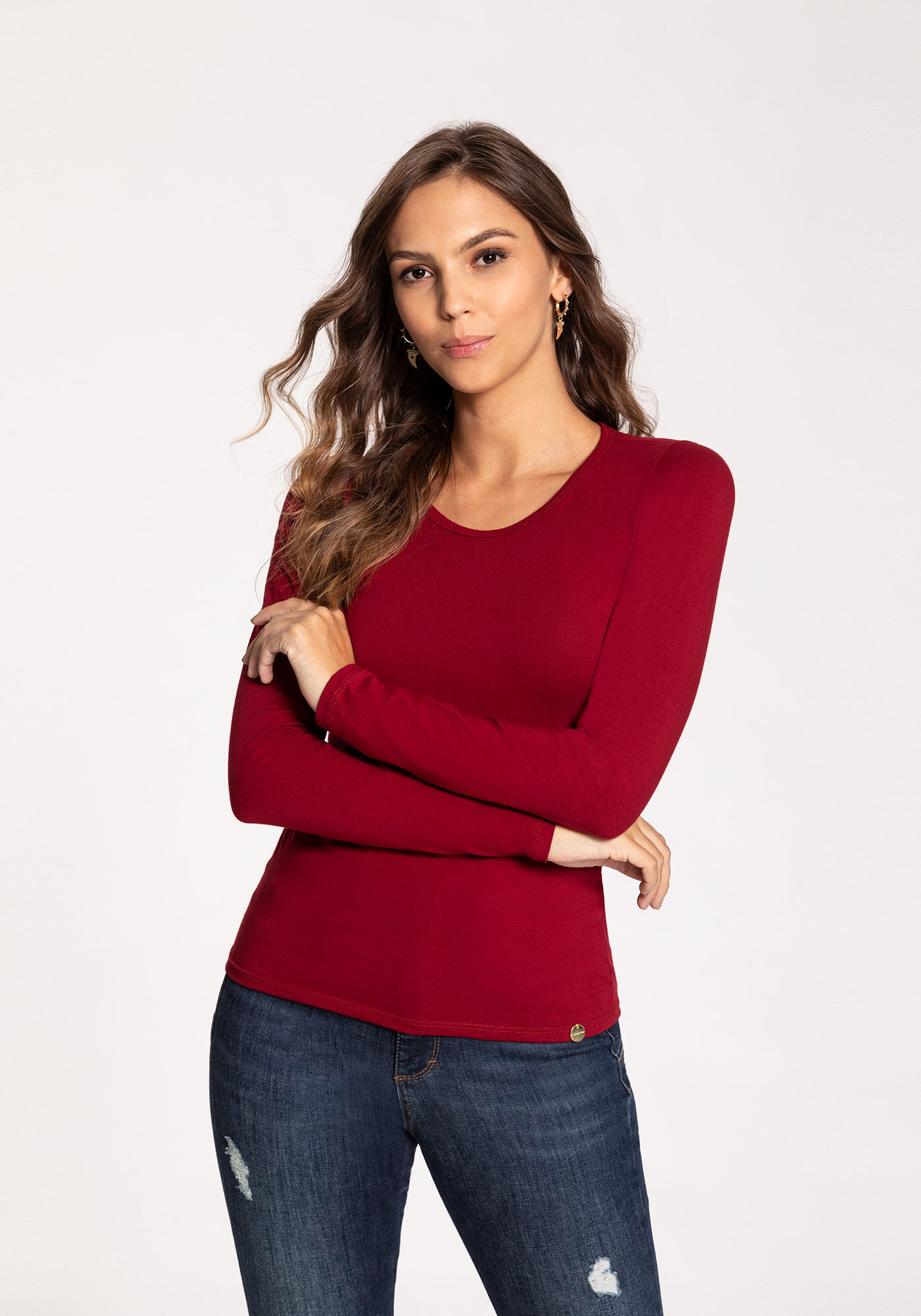 Blusa Manga Longa em Malha Cotton B&aacute;sica, , large.