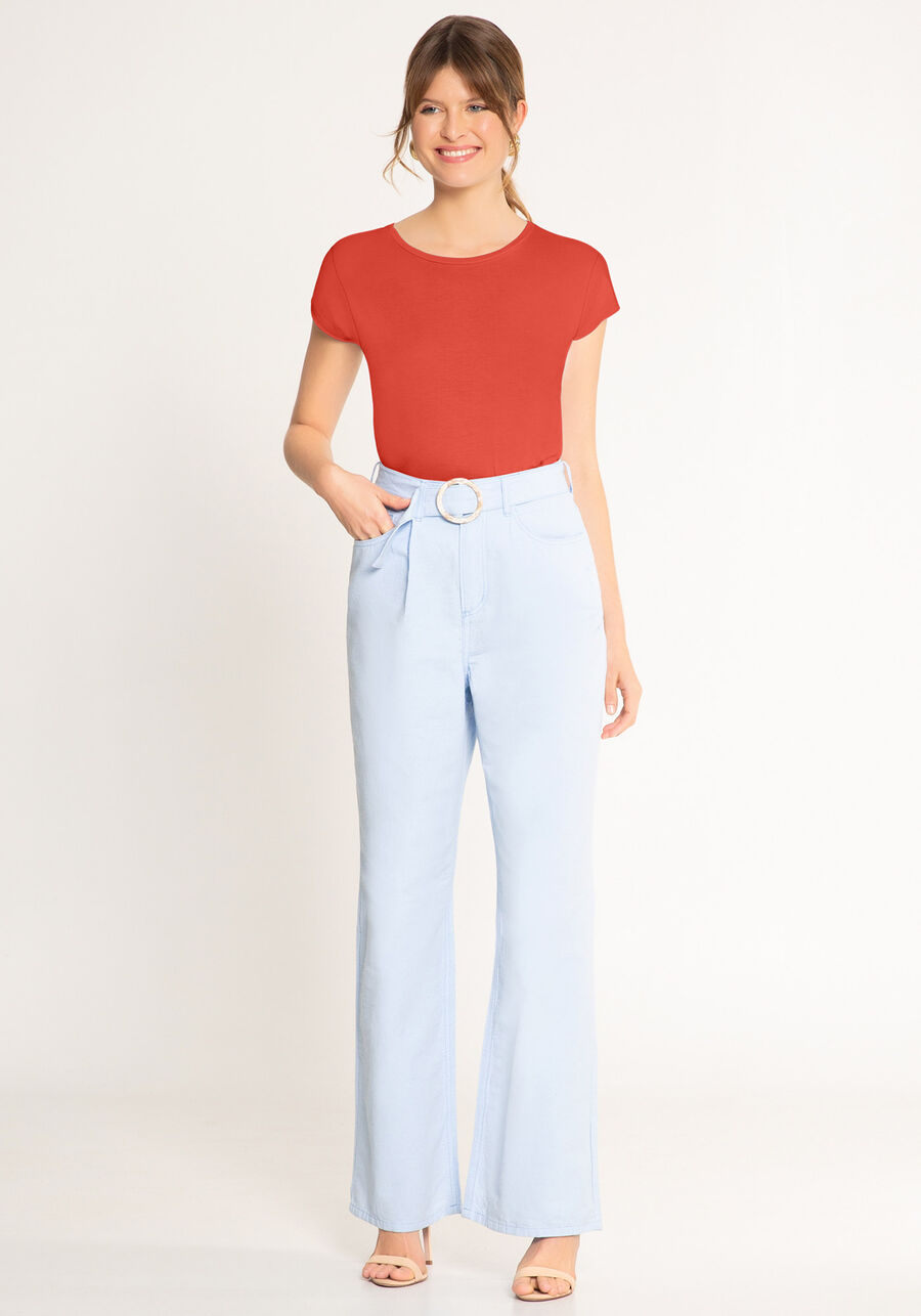 Blusa Básica Lisa De Mangas Curtas Em Malha De Viscose, . Blusa Básica Lisa De Mangas Curtas Em Malha De Viscose, , large.