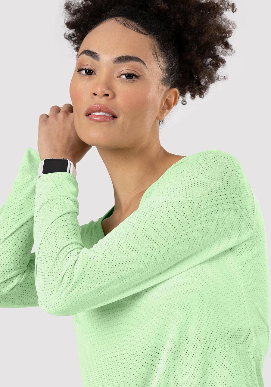 Blusa Manga Longa com Decote V, VERDE NOW. Blusa Manga Longa com Decote V, VERDE NOW, large.
