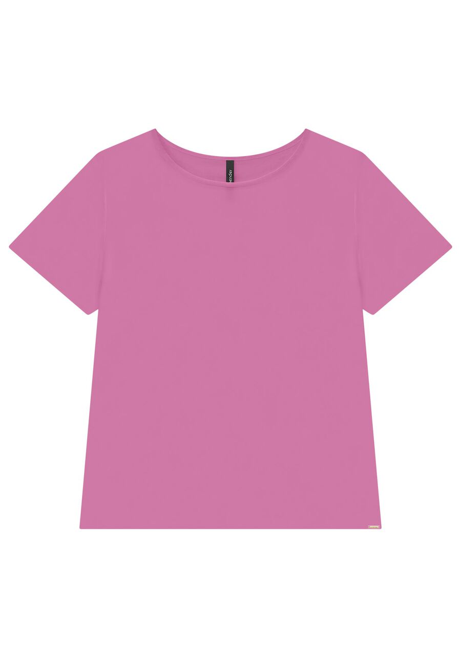 Blusa Lisa Básica De Mangas Curtas Em Tecido Leve, . Blusa Lisa Básica De Mangas Curtas Em Tecido Leve, , large.