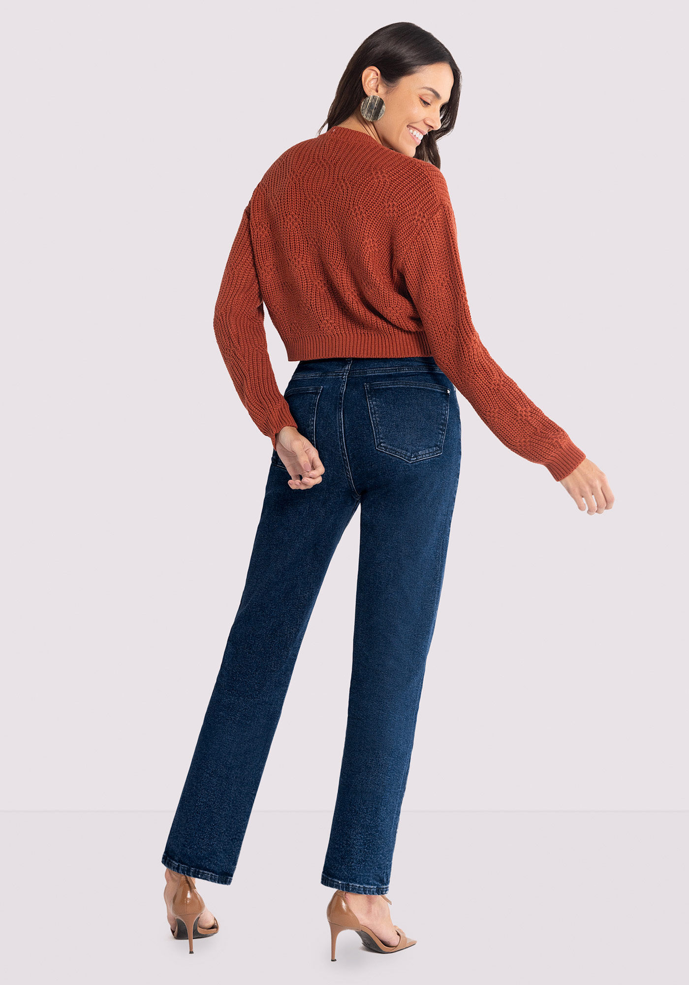 Cal&ccedil;a Jeans Reta Cintura Alta Chapa Barriga, , large.