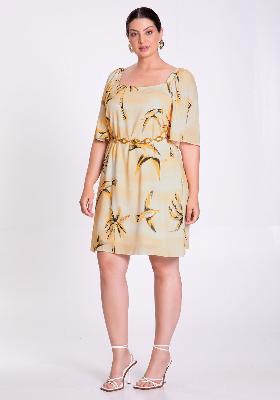 Vestido Curto Plus Size em Viscose Estampado, . Vestido Curto Plus Size em Viscose Estampado, , large.