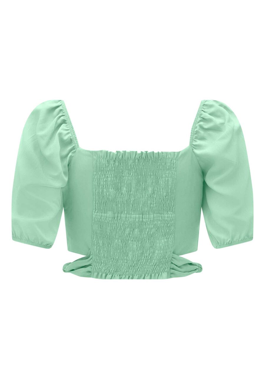 Blusa Cropped De Mangas 3/4 Com Aberturas Laterais, . Blusa Cropped De Mangas 3/4 Com Aberturas Laterais, , large.