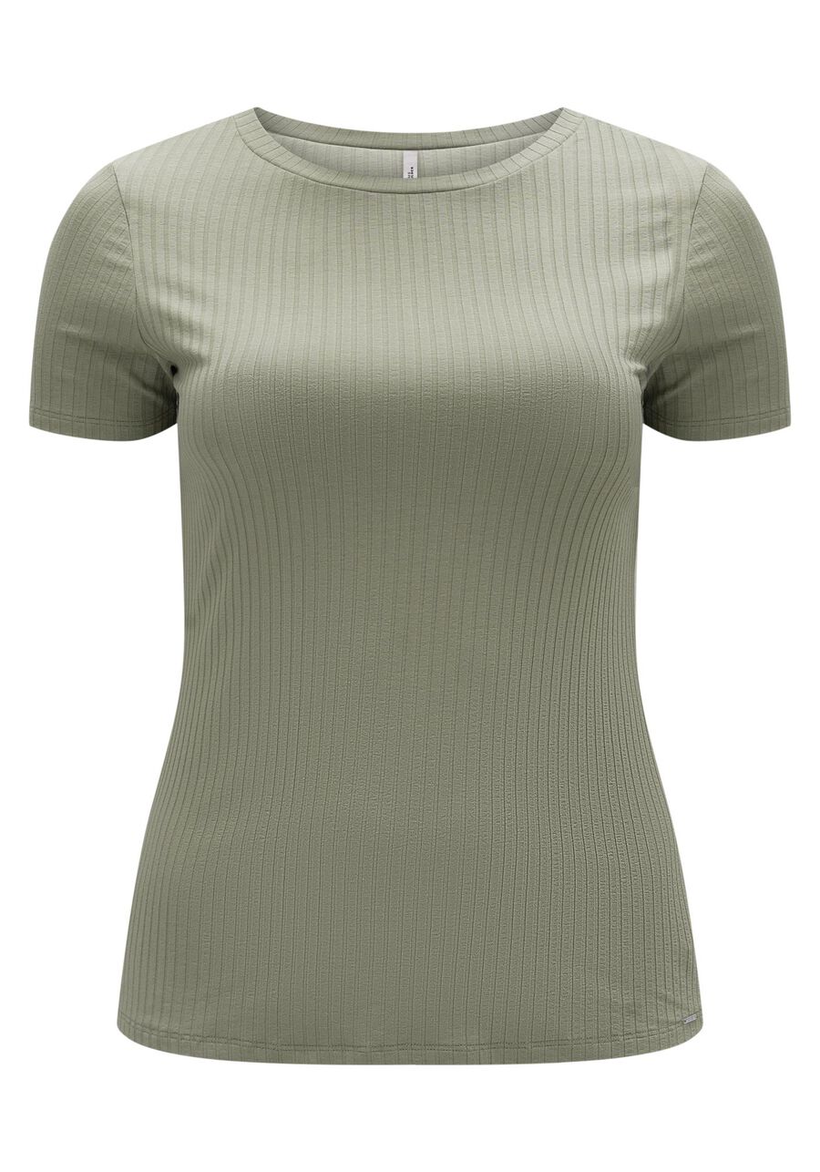 Blusa De Mangas Curtas Em Malha Canelada De Viscose, . Blusa De Mangas Curtas Em Malha Canelada De Viscose, , large.