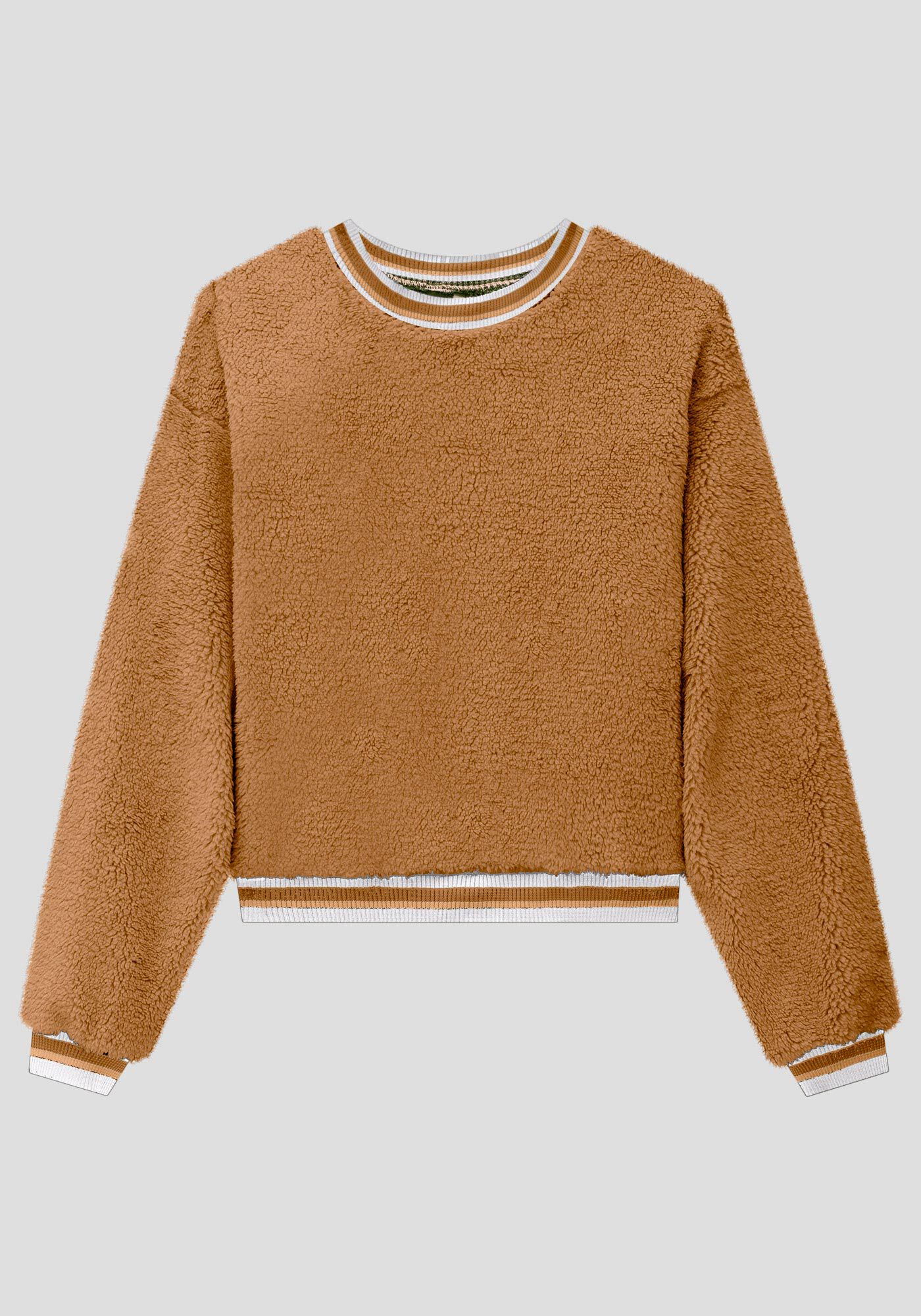 Blus&atilde;o Manga Longa em Pelo com Retil&iacute;nea, , large.