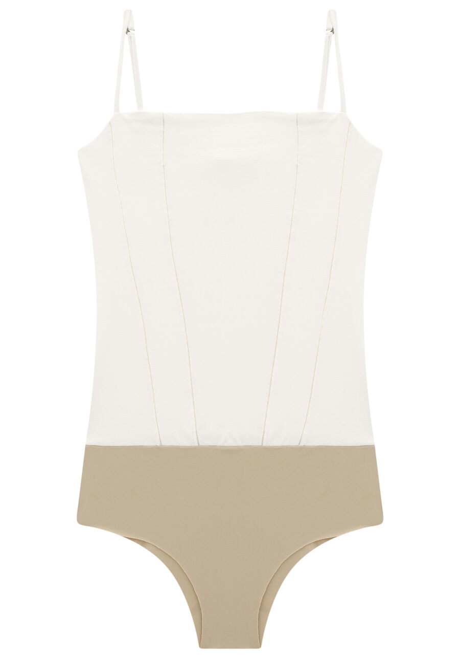 Body em Malha Crepe com Decote Reto, BRANCO OFF WHITE. Body em Malha Crepe com Decote Reto, BRANCO OFF WHITE, large.