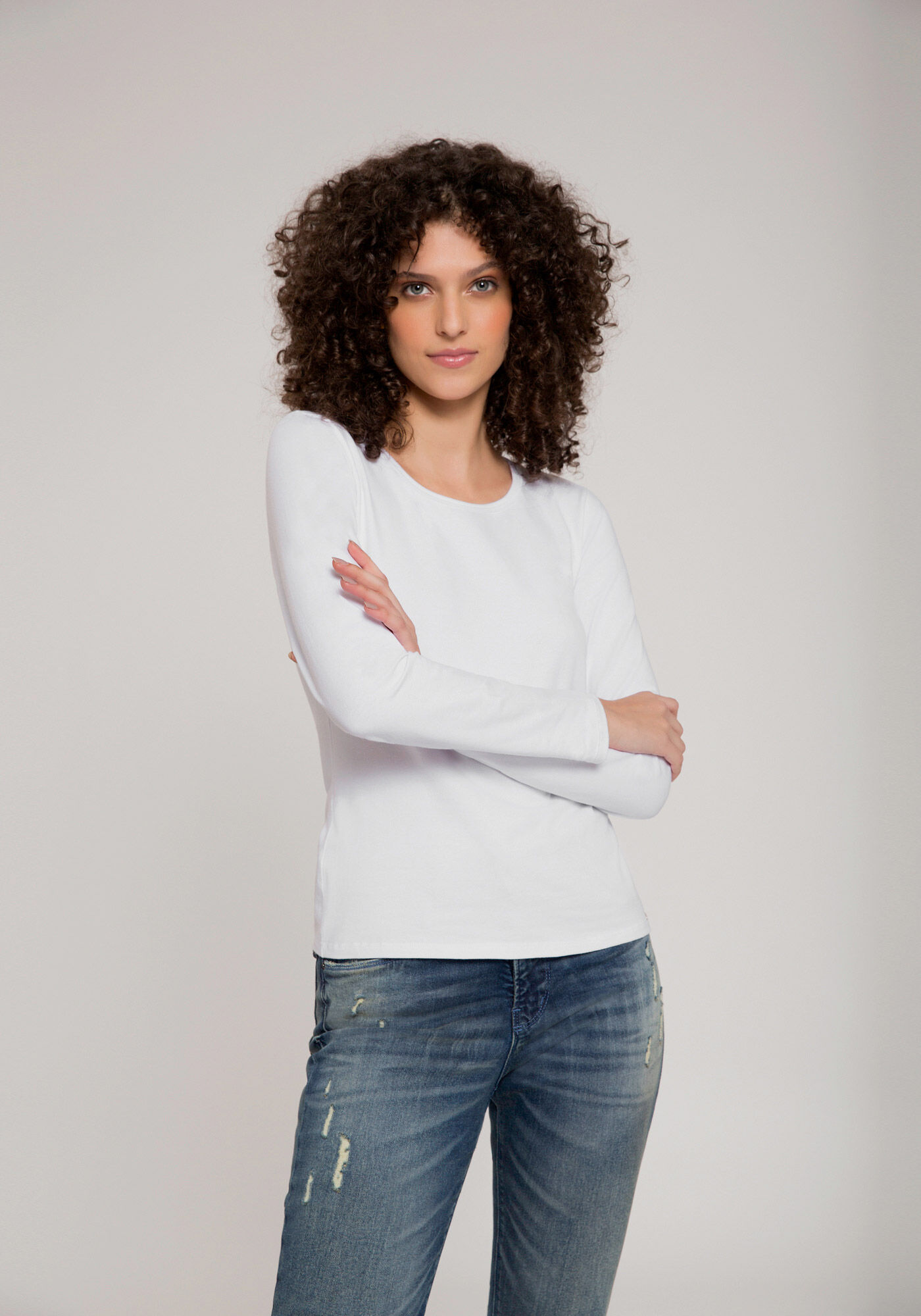 Blusa Manga Longa em Malha Cotton B&aacute;sica, , large.