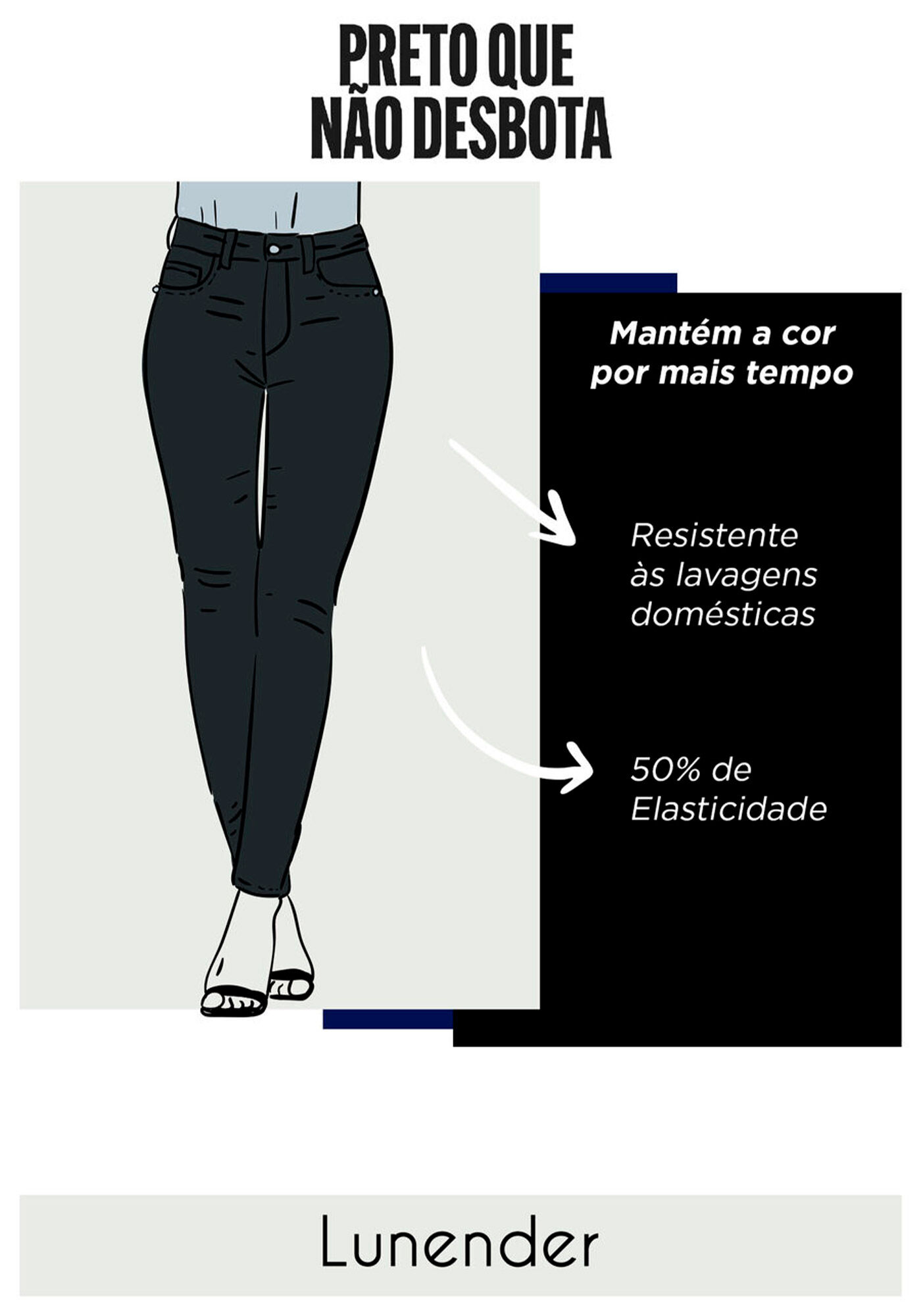 Cal&ccedil;a Skinny Em Sarja Com Cintura M&eacute;dia Chapa Barriga, PRETO REATIVO, large.