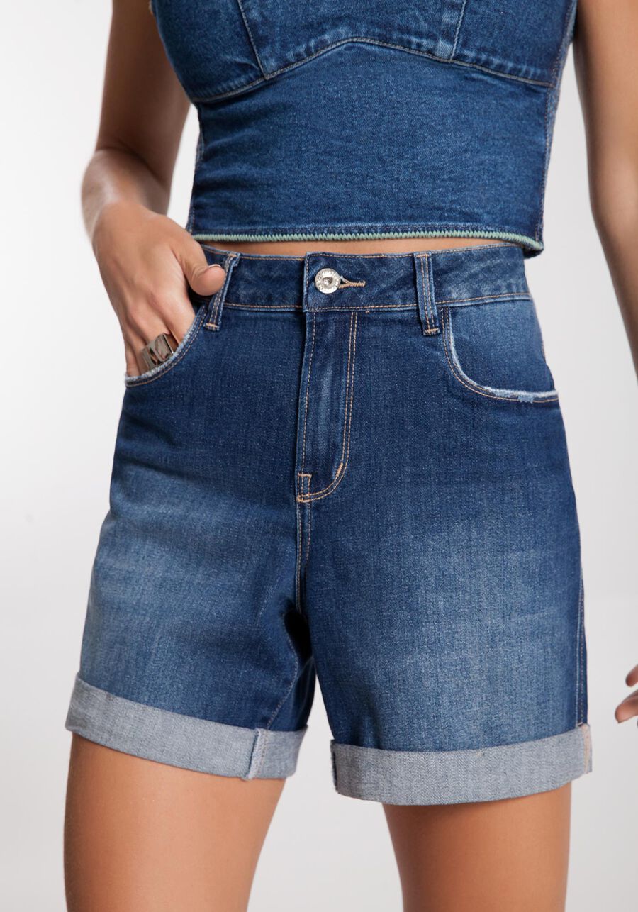 Shorts Jeans Boyfriend com Elasticidade, , large.