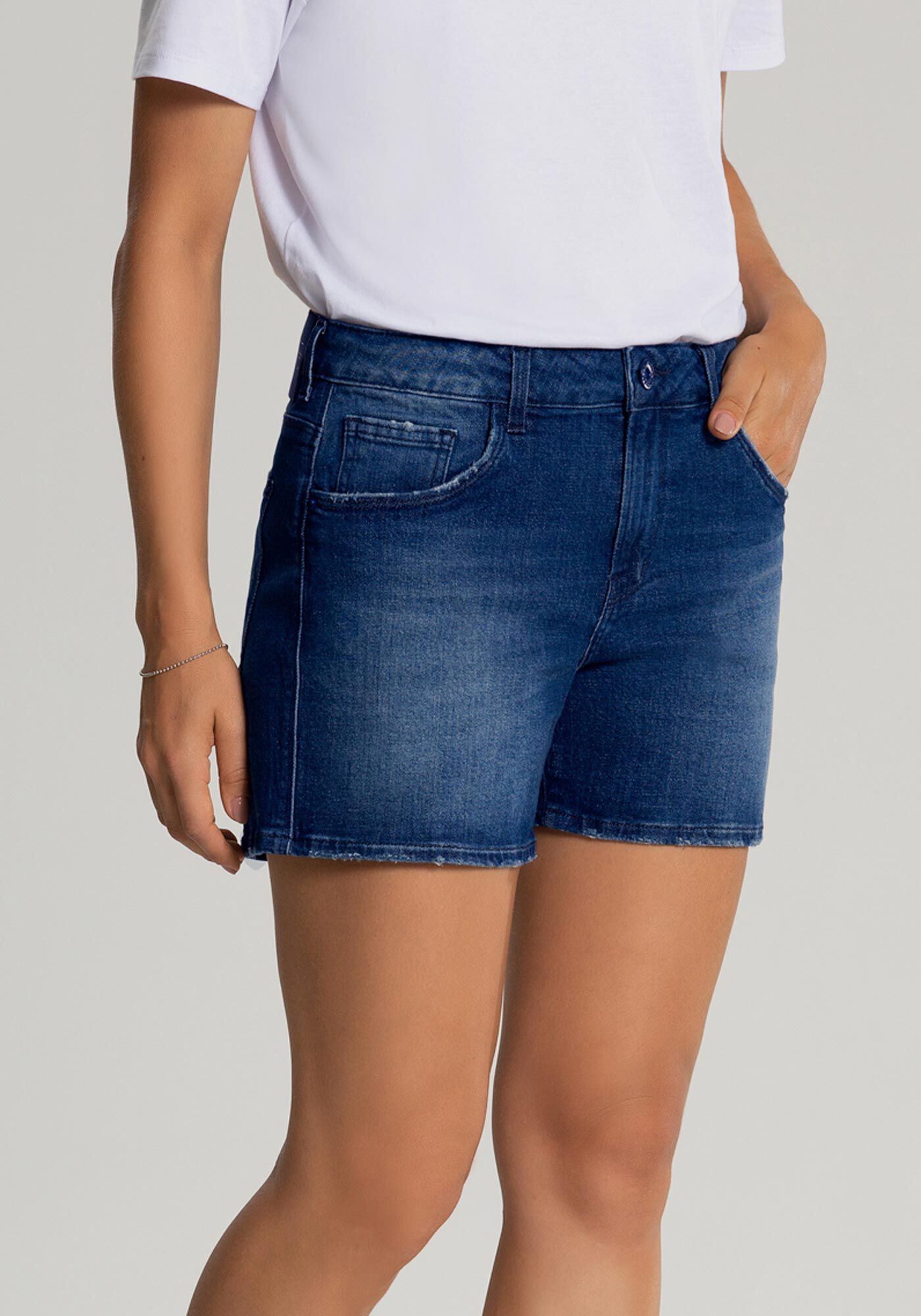 Shorts Jeans Cintura M&eacute;dia, , large.