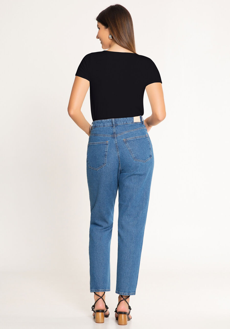 Blusa De Mangas Curtas Em Malha Lisa Com Detalhe Frontal, PRETO REATIVO. Blusa De Mangas Curtas Em Malha Lisa Com Detalhe Frontal, PRETO REATIVO, large.