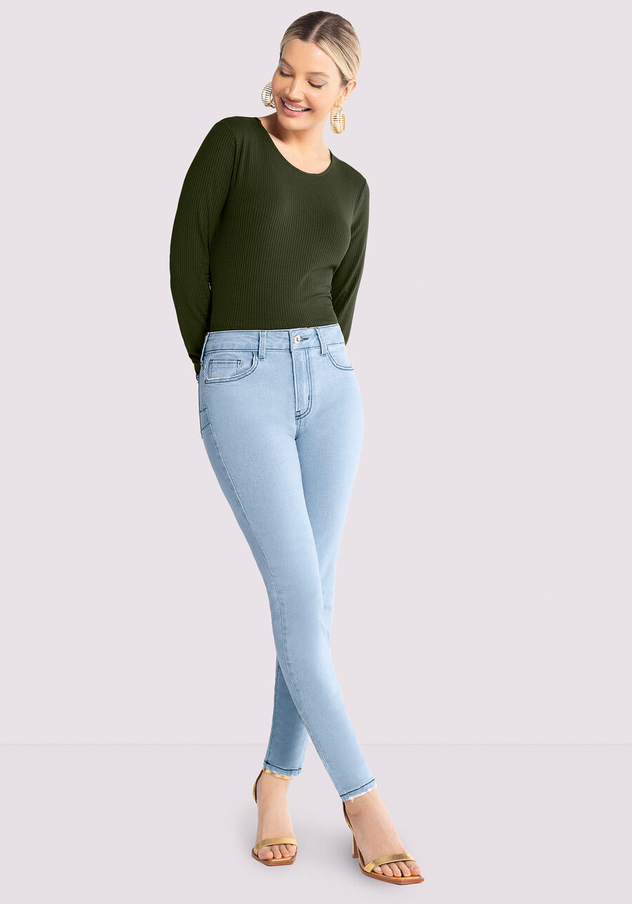 Calça Jeans Skinny com Cintura Média, JEANS. Calça Jeans Skinny com Cintura Média, JEANS, large.