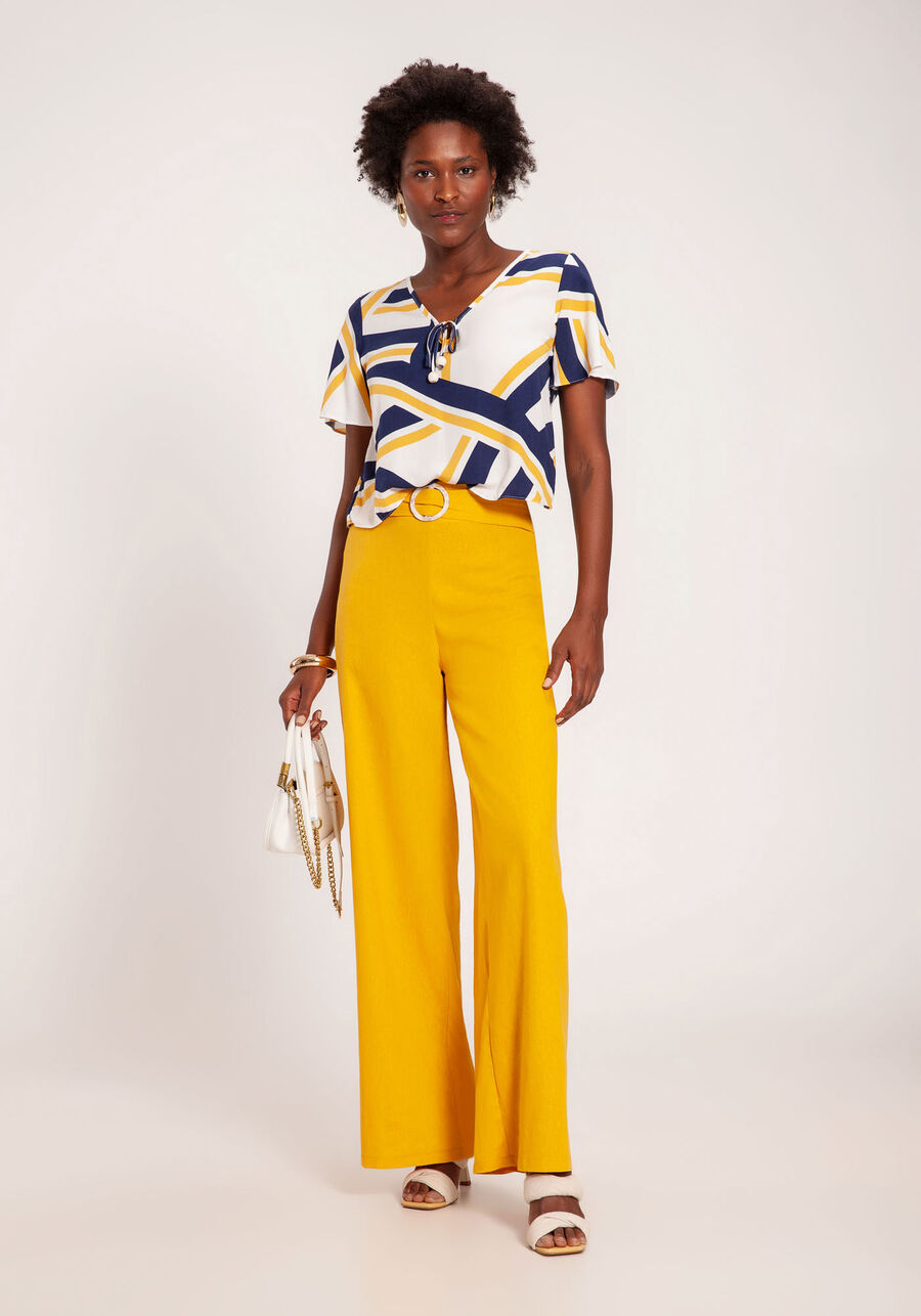 Blusa Estampada em Viscose com Amarração, . Blusa Estampada em Viscose com Amarração, , large.