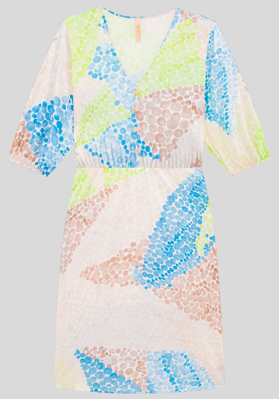 Vestido Midi Estampado em Viscose com Botões, . Vestido Midi Estampado em Viscose com Botões, , large.