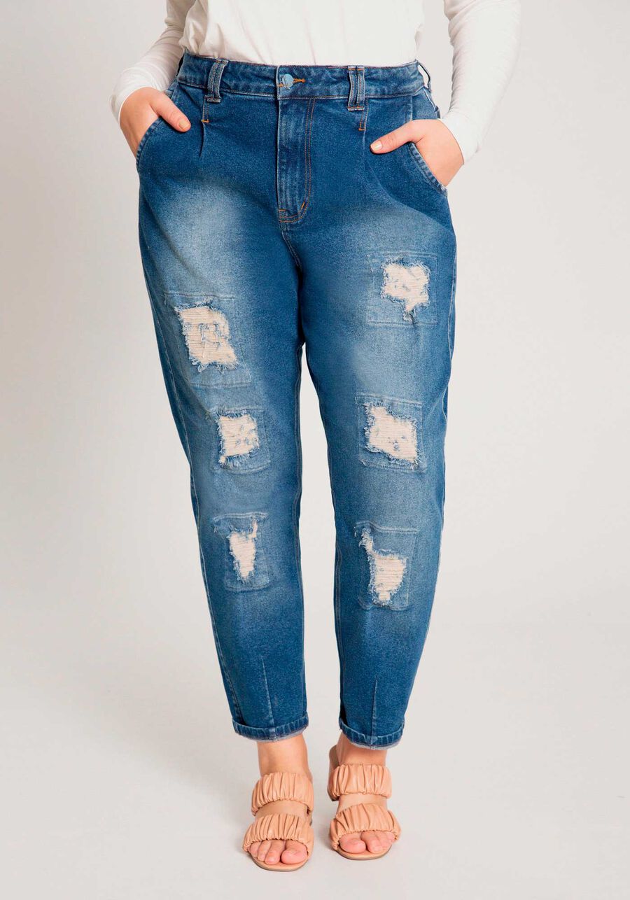 Calça Jeans com Elastano Mommy Plus Size, JEANS, large.