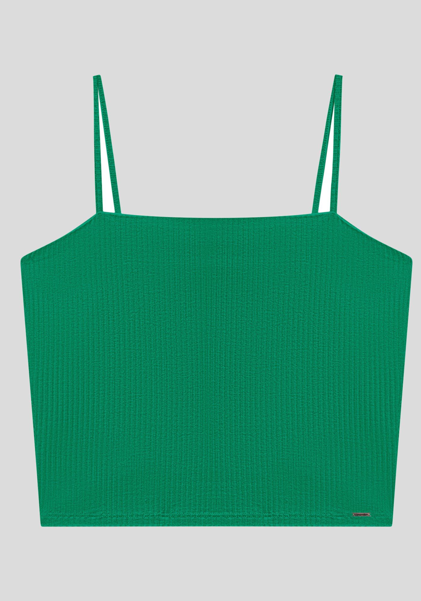 Blusa Regata Curta De Al&ccedil;as Finas Em Malha Canelada, , large.