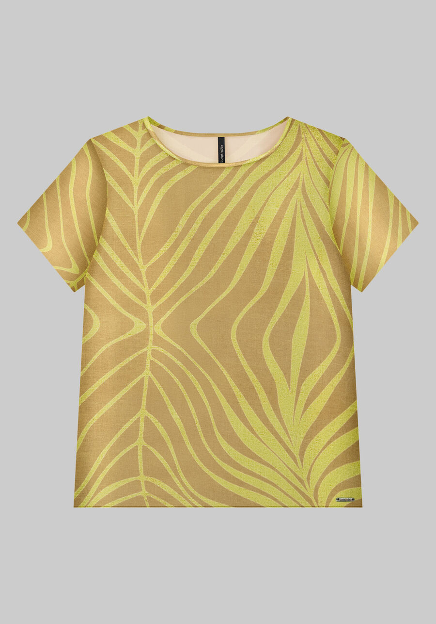 Blusa Manga Curta em Viscose Estampada, . Blusa Manga Curta em Viscose Estampada, , large.