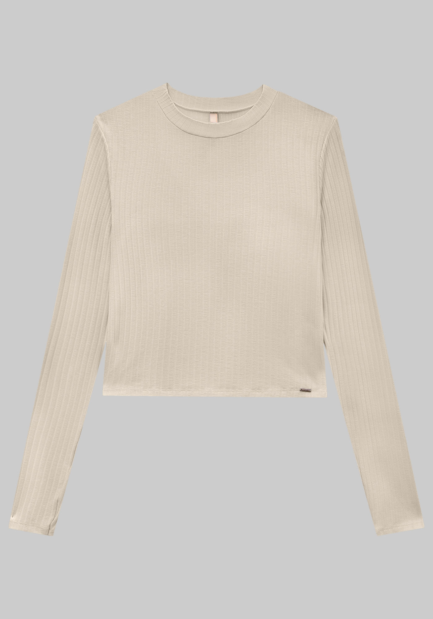 Blusa Manga Longa Canelada B&aacute;sica com Gola, , large.