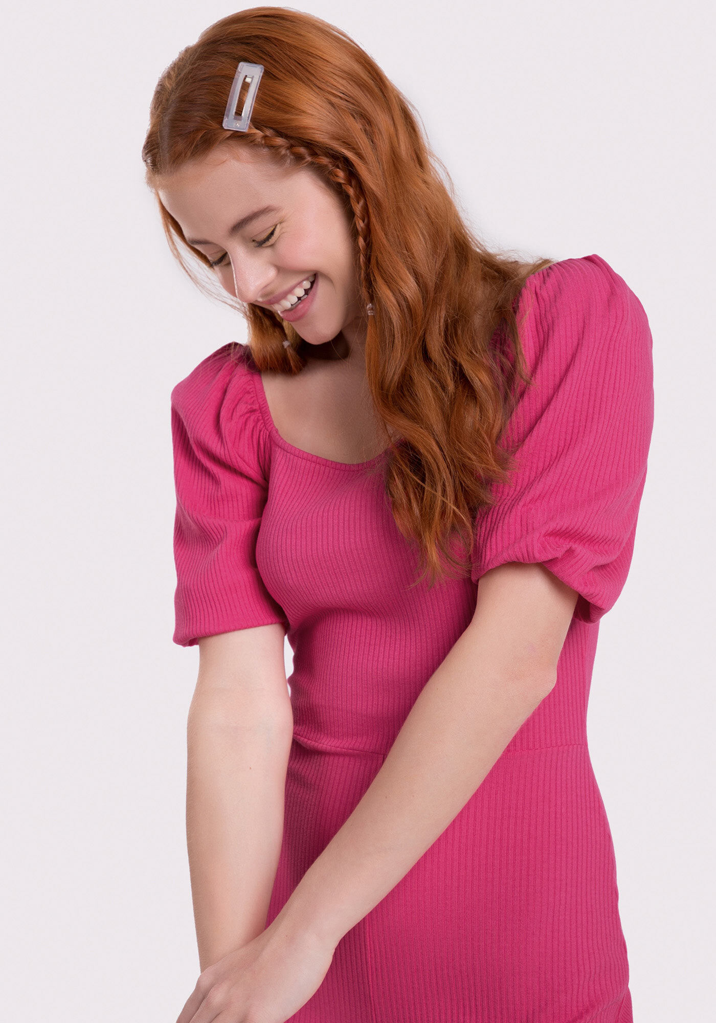 Macaquinho Juvenil Canelado com Manga Bufante, , large.