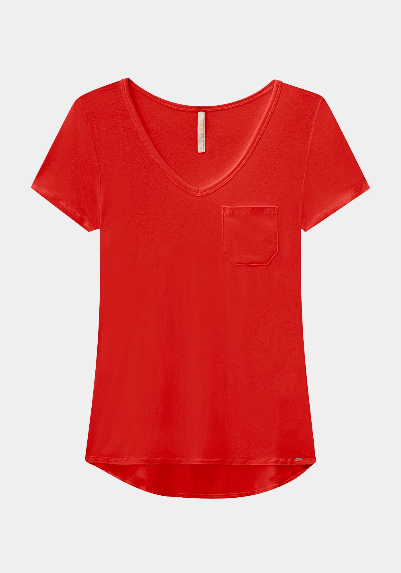 Blusa B&aacute;sica em Malha Viscose com Bolso, , large.