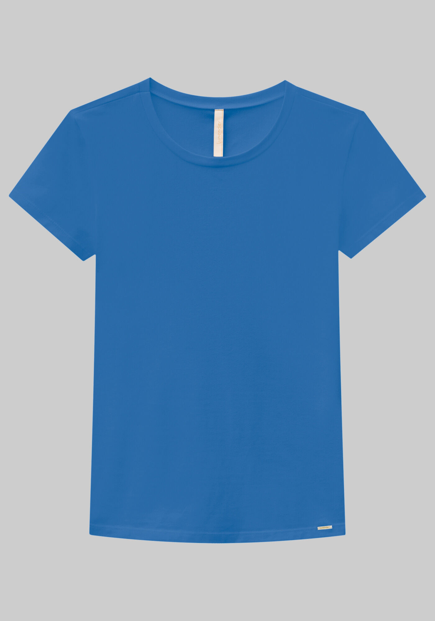 Blusa B&aacute;sica de Mangas Curtas Em Malha De Algod&atilde;o E Elastano, , large.