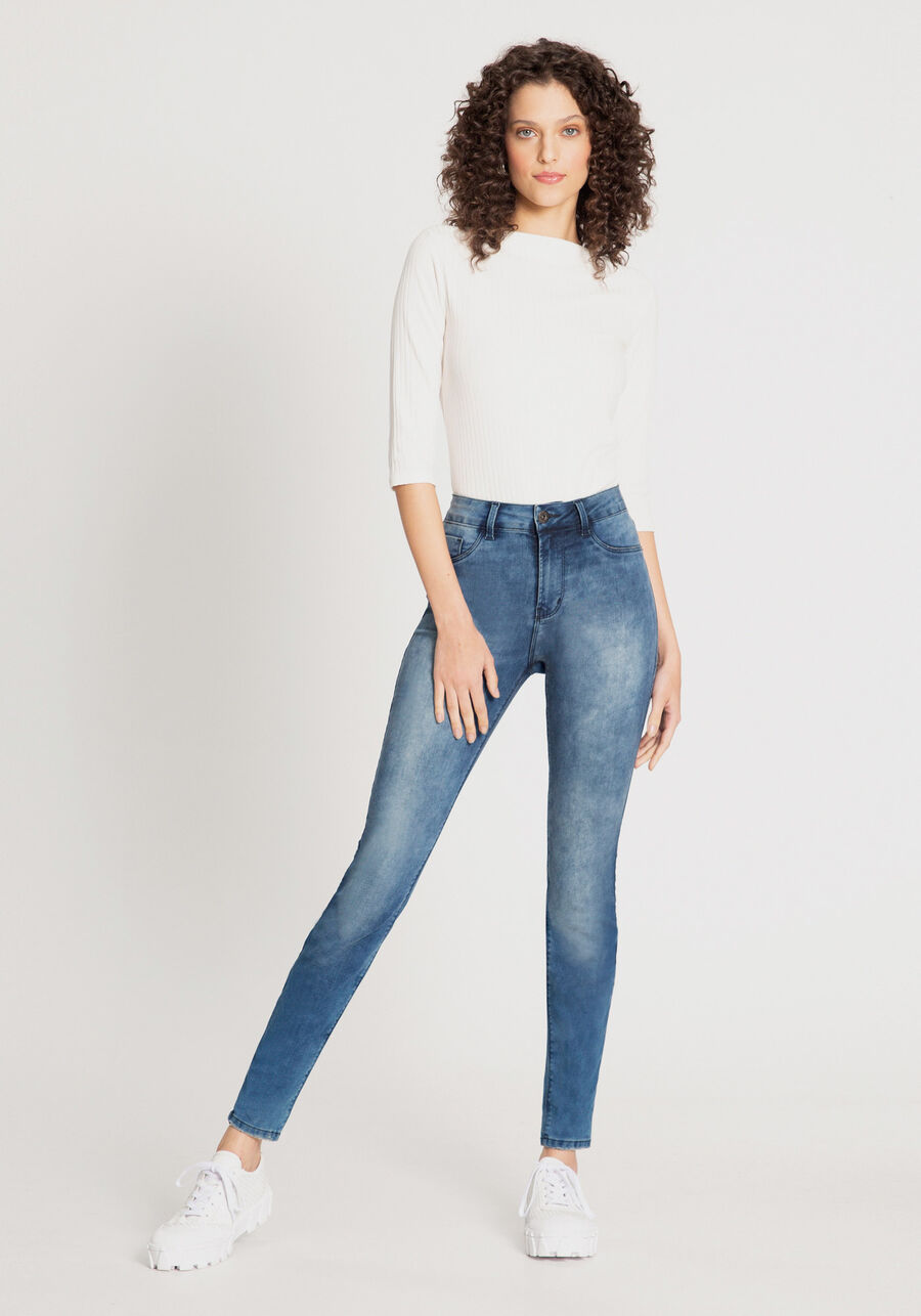Calça Jeans Skinny Fit For Me com Cintura Média, JEANS, large.