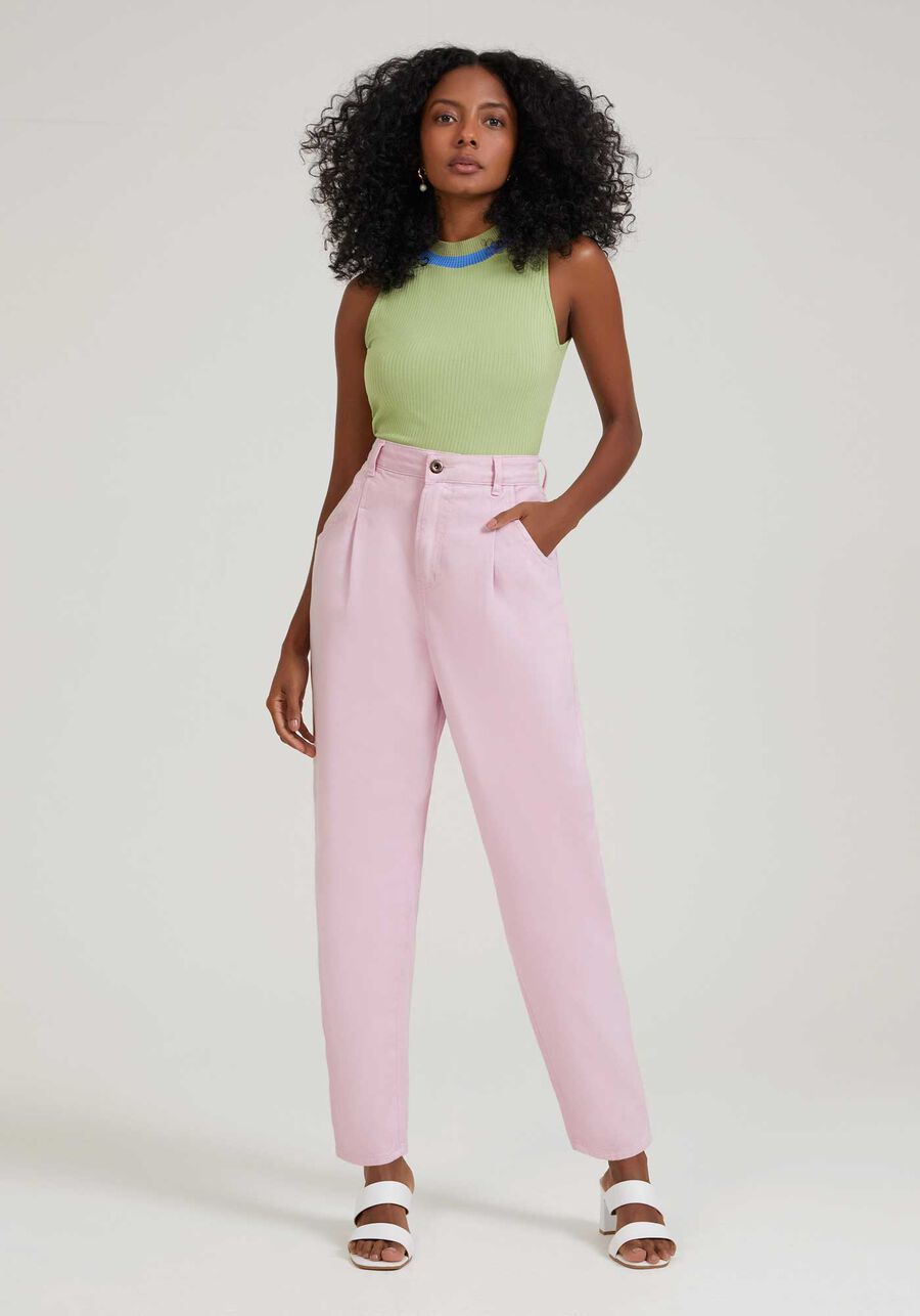 Calça Sarja Mommy com Cintura Alta, LILAS CHARMER. Calça Sarja Mommy com Cintura Alta, LILAS CHARMER, large.