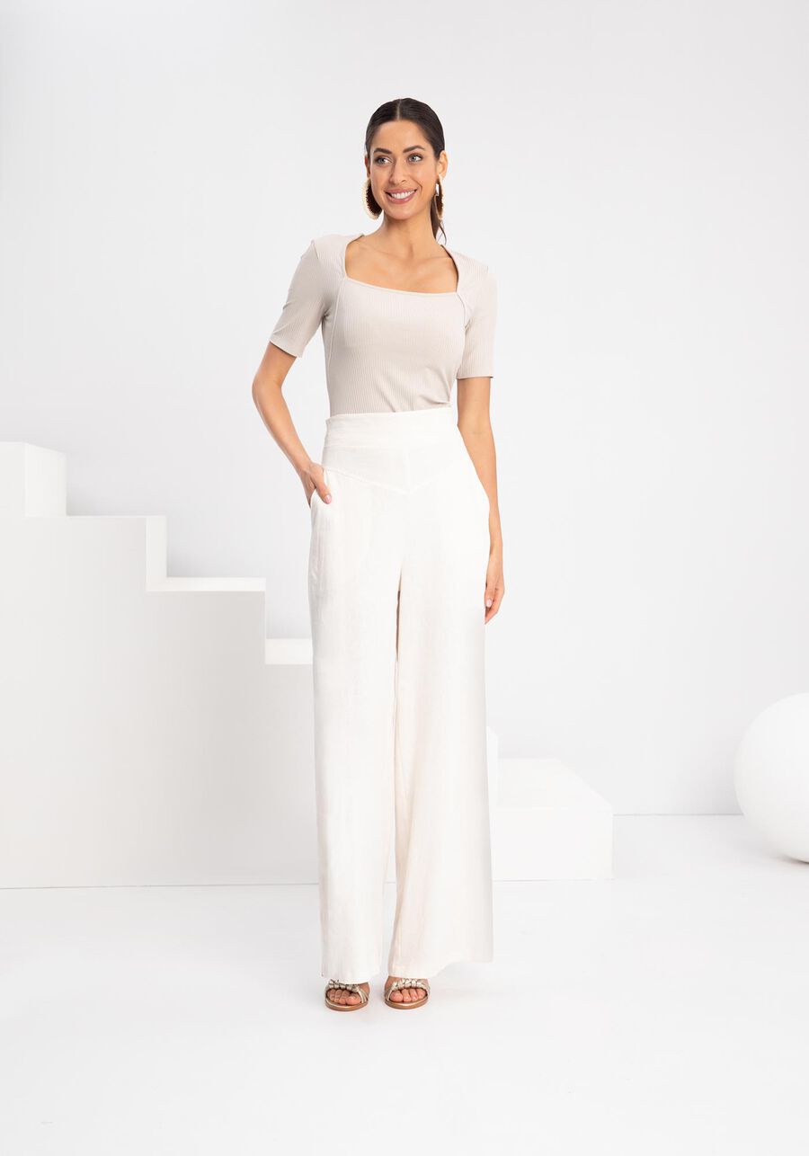 Blusa De Mangas Curtas Com Decote Quadrado Em Malha Canelada, . Blusa De Mangas Curtas Com Decote Quadrado Em Malha Canelada, , large.