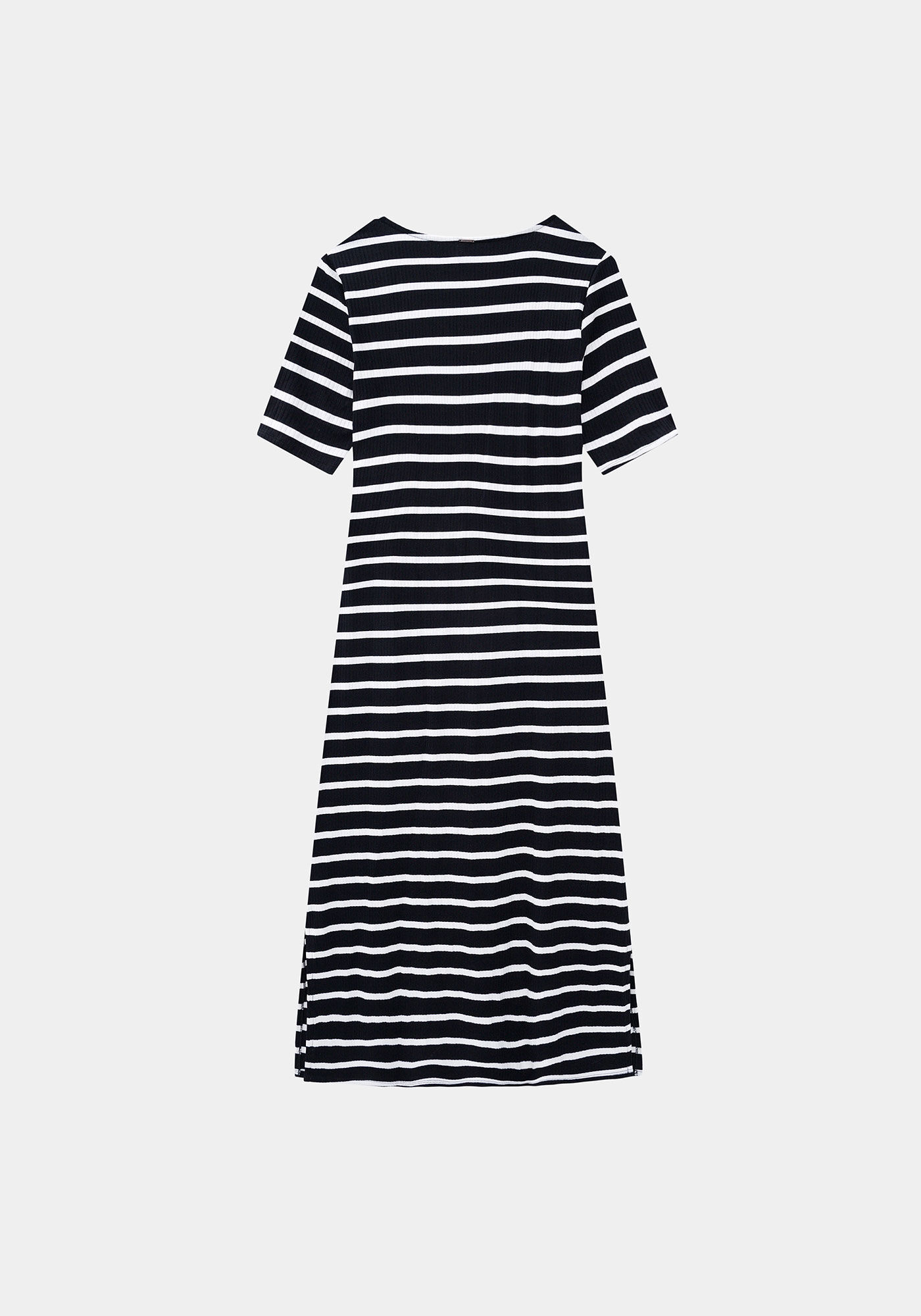 Vestido Midi Malha Canelado, PRETO LISTRADO, large.