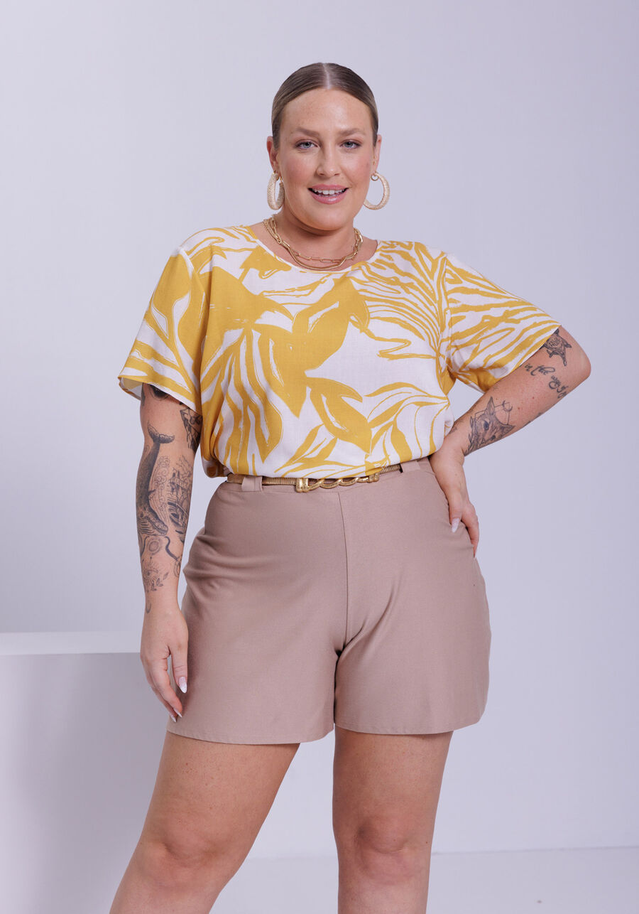 Blusa Manga Curta Plus Size em Viscose Estampada, . Blusa Manga Curta Plus Size em Viscose Estampada, , large.