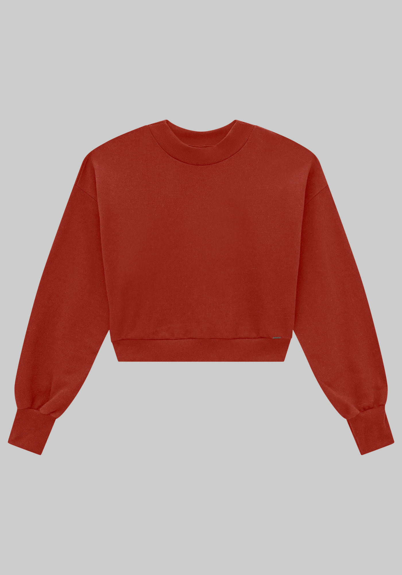 Blus&atilde;o Curto B&aacute;sico Em Moletom Felpado De Algod&atilde;o, VERMELHO CRAPE, large.