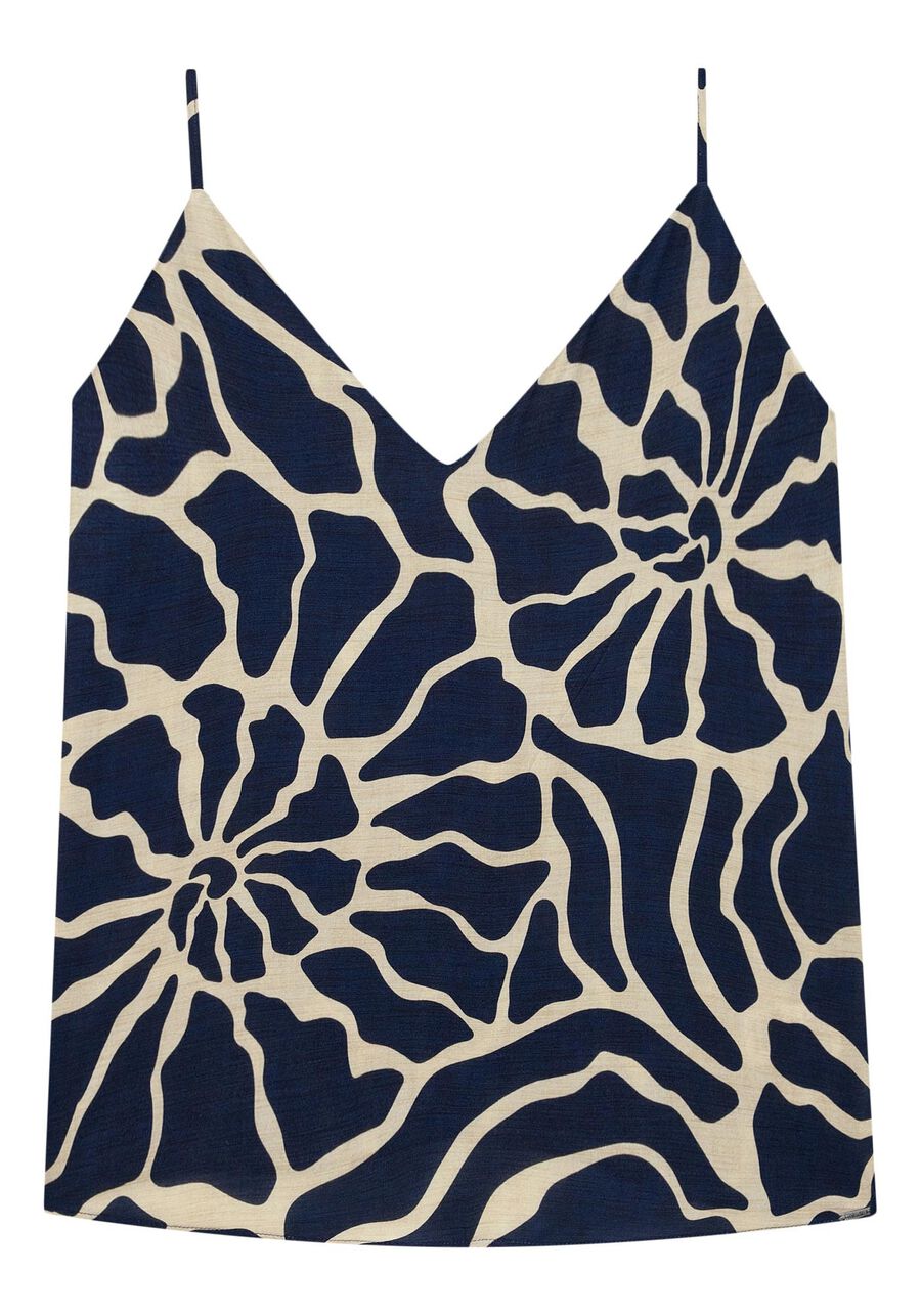 Blusa Estampada em Viscose com Decote V, . Blusa Estampada em Viscose com Decote V, , large.