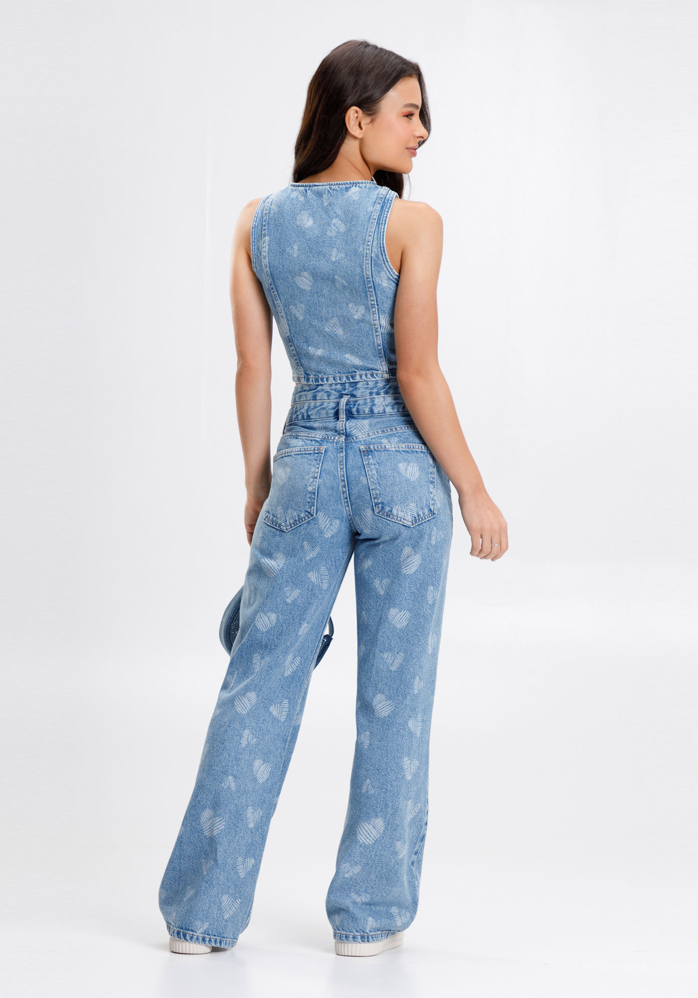 Colete Jeans Curto Juvenil Com Lapelas E Bot&otilde;es Frontais, JEANS CLARO, large.