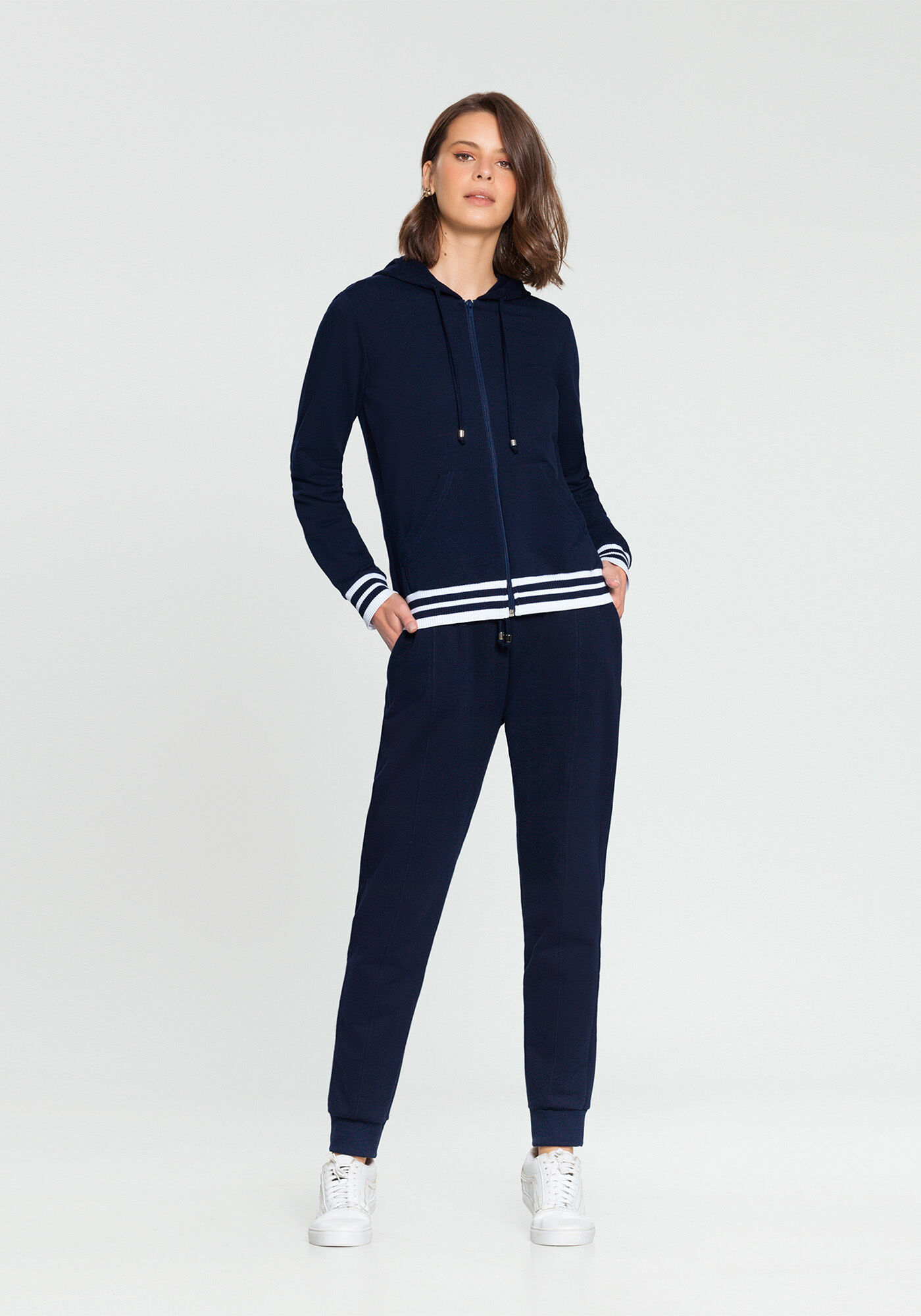 Jaqueta com Capuz Retil&iacute;nea Listras, MARINHO ACTION, large.