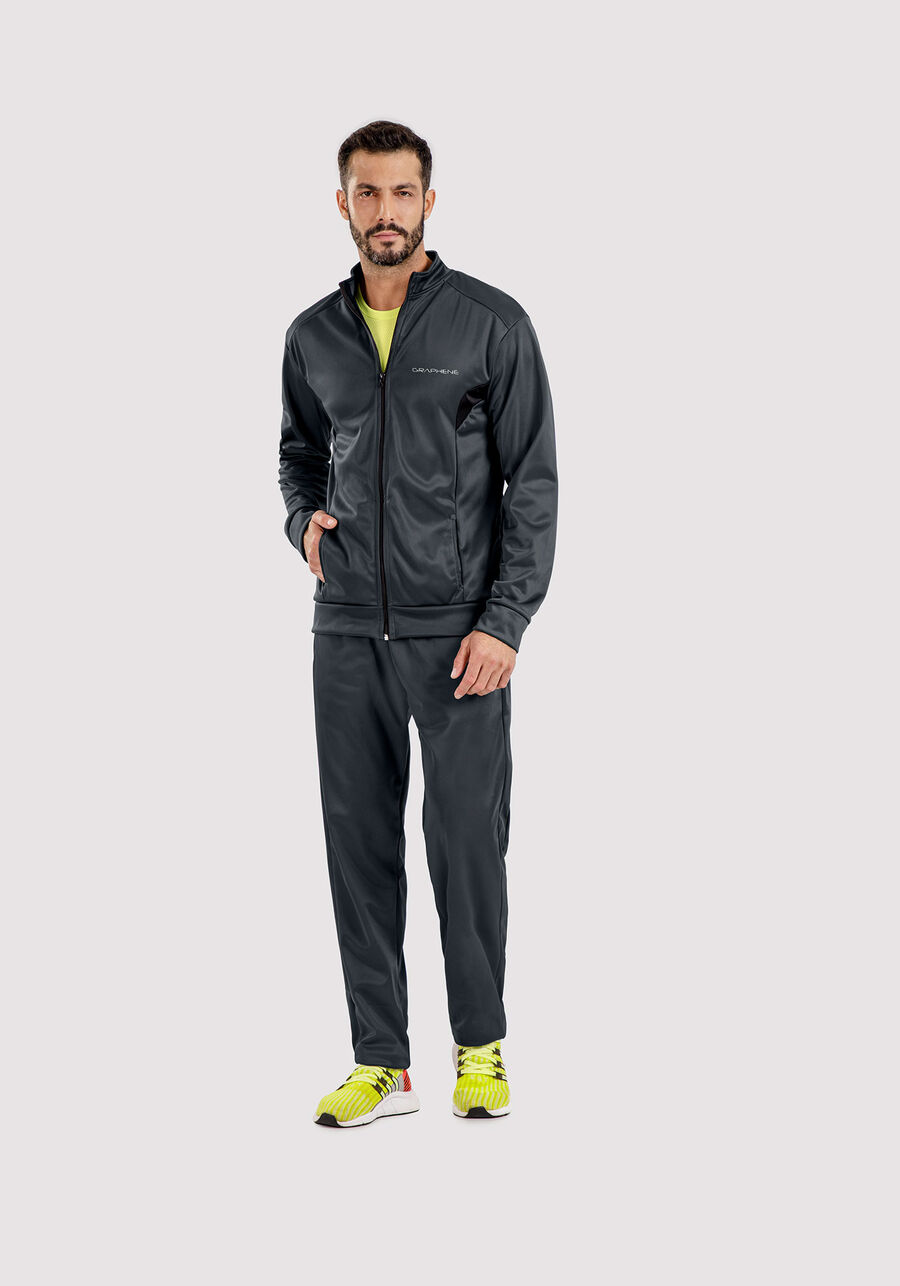 Conjunto Masculino em Malha com Recortes, CINZA NOTI. Conjunto Masculino em Malha com Recortes, CINZA NOTI, large.