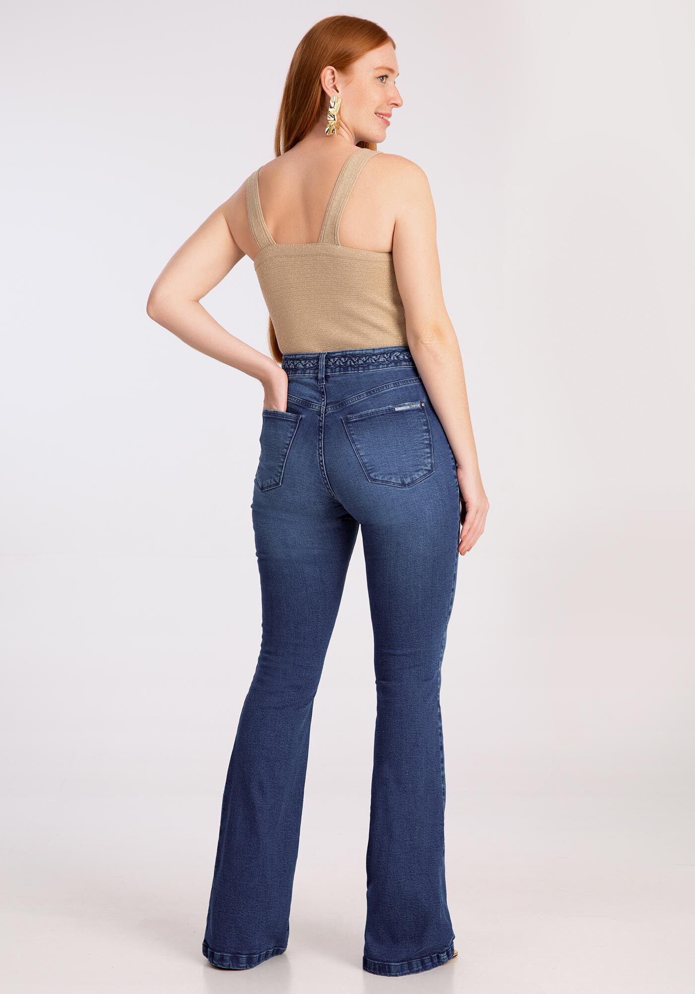 Cal a Jeans Flare Chapa Barriga com Tran a C s Lunender