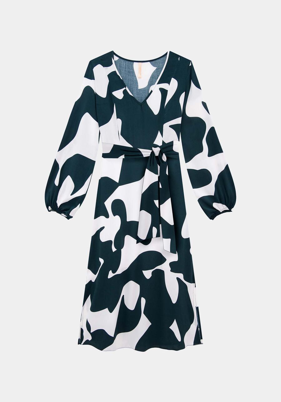 Vestido Midi Estampado em Viscose com Cinto, FLUIDEZ VERDE E. Vestido Midi Estampado em Viscose com Cinto, FLUIDEZ VERDE E, large.