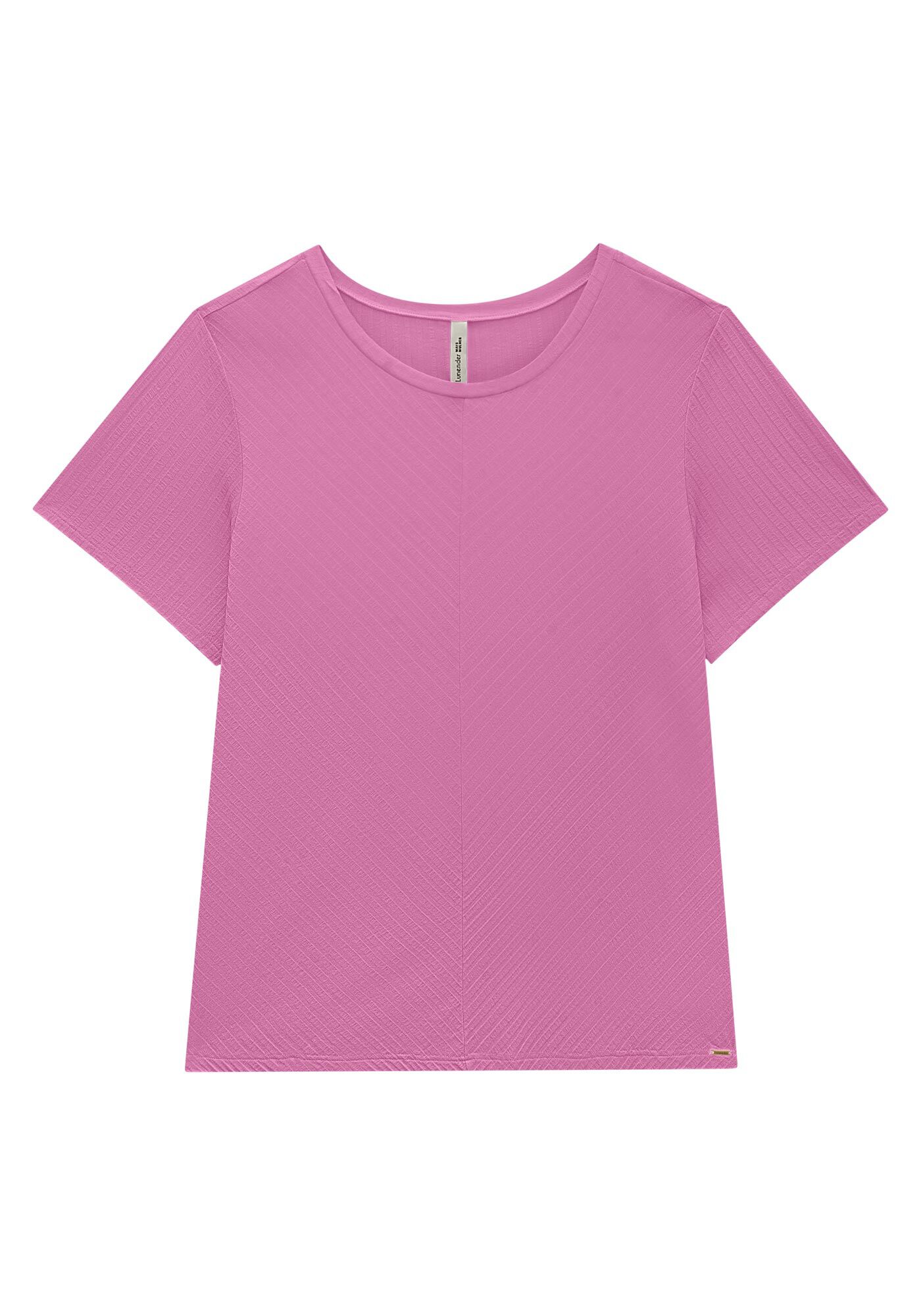 Blusa B&aacute;sica Canelada De Mangas Curtas Com Recorte Frontal, , large.