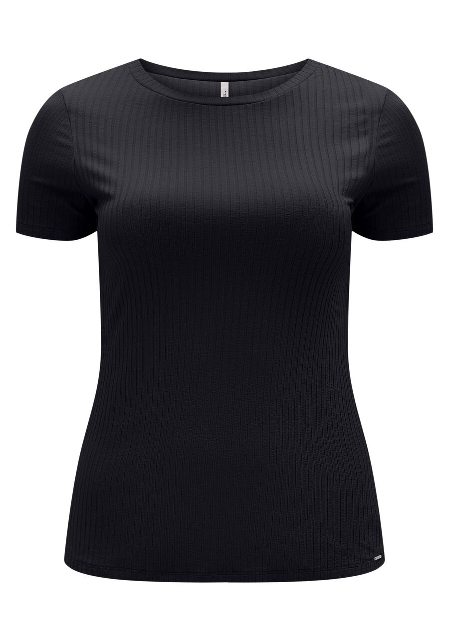 Blusa De Mangas Curtas Em Malha Canelada De Viscose, . Blusa De Mangas Curtas Em Malha Canelada De Viscose, , large.