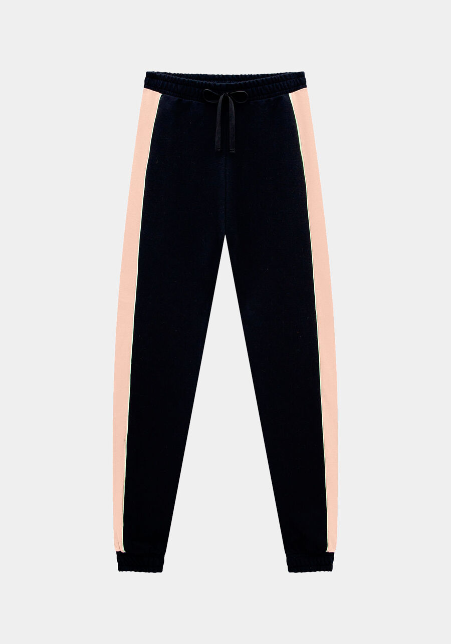 Calça Jogging em Molecotton com Tiras, PRETO REATIVO. Calça Jogging em Molecotton com Tiras, PRETO REATIVO, large.