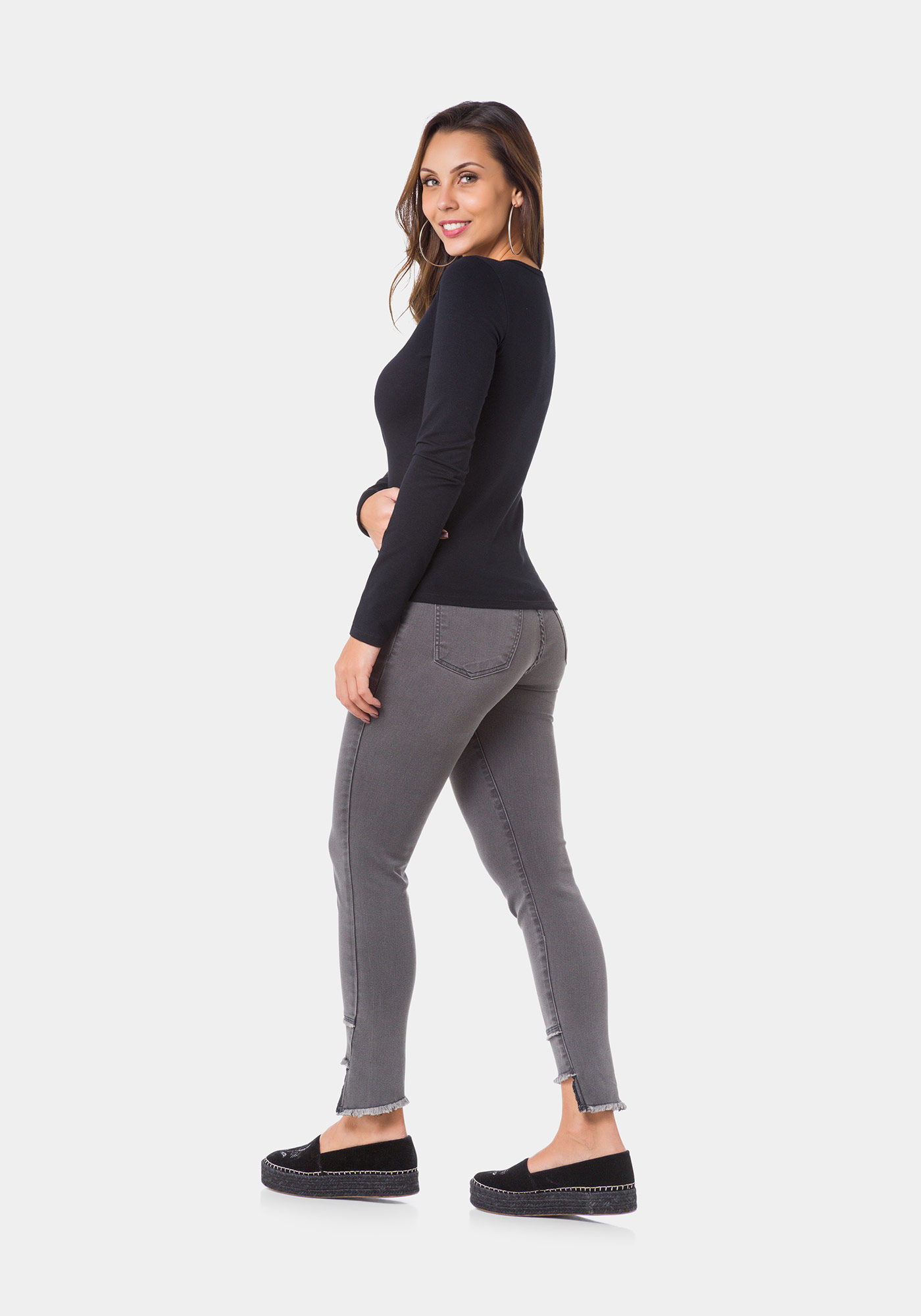 Blusa Manga Longa em Malha Cotton B&aacute;sica, , large.