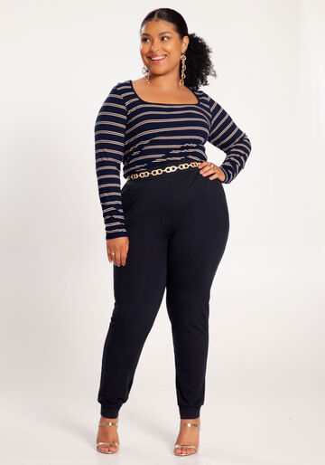 Blusa Plus Size em Malha com Decote Quadrado, MARINHO ACTION. Blusa Plus Size em Malha com Decote Quadrado, MARINHO ACTION, large.