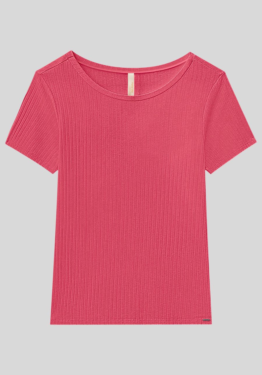 Blusa De Mangas Curtas Em Malha Canelada De Viscose, . Blusa De Mangas Curtas Em Malha Canelada De Viscose, , large.