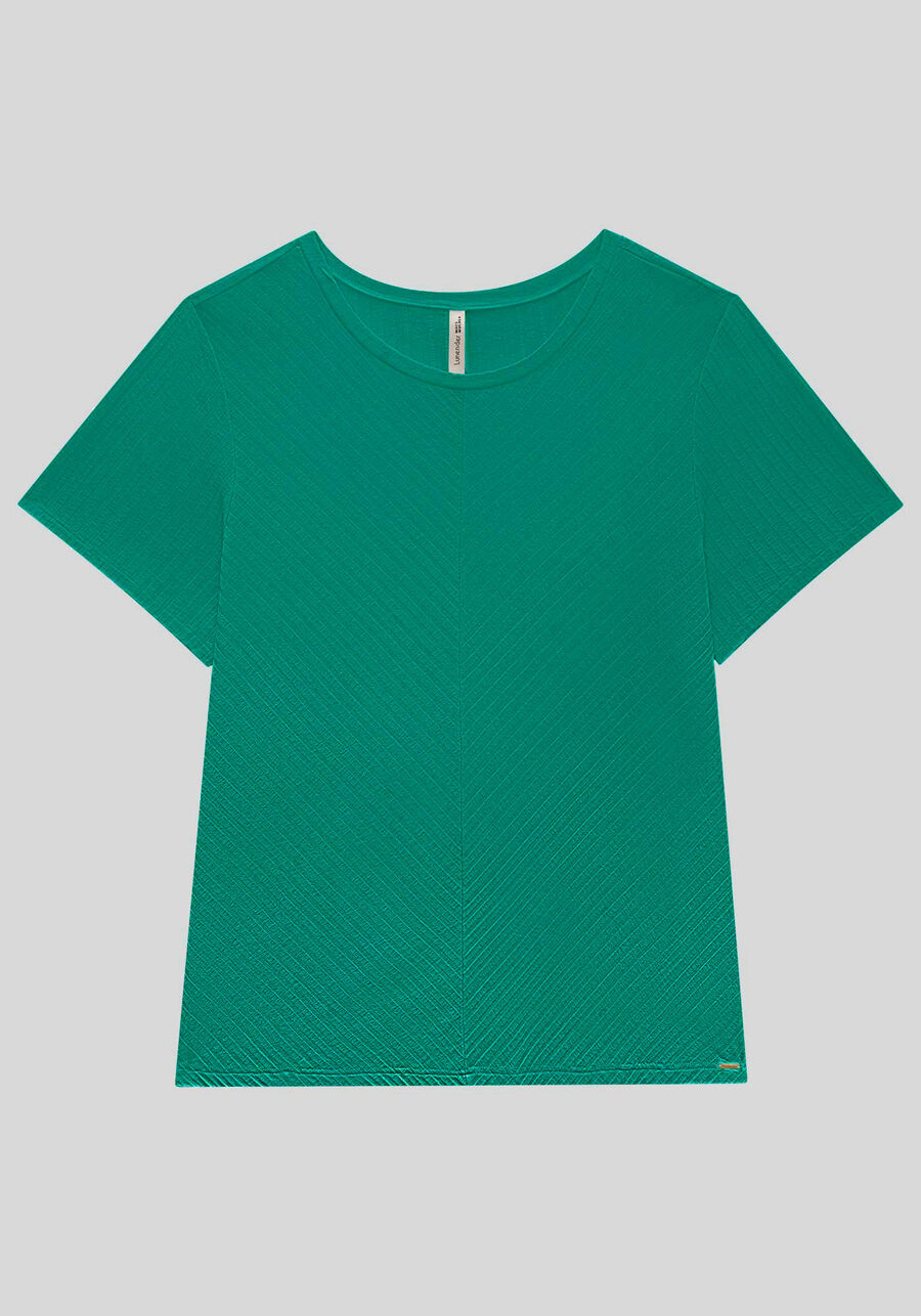 Blusa Básica Canelada De Mangas Curtas Com Recorte Frontal, VERDE GREEN LEAF. Blusa Básica Canelada De Mangas Curtas Com Recorte Frontal, VERDE GREEN LEAF, large.
