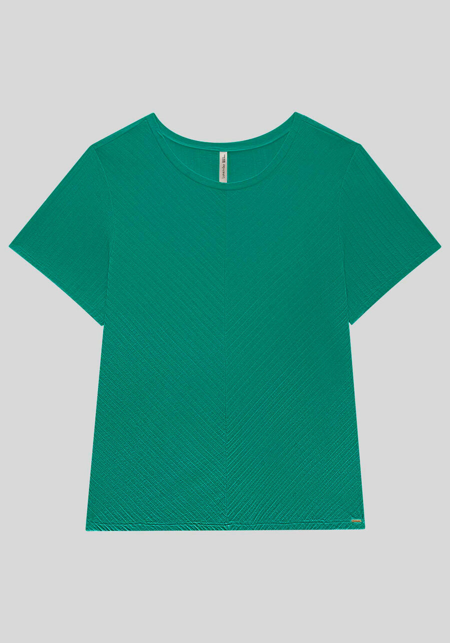 Blusa Plus Size Básica Canelada com Recorte, VERDE GREEN LEAF, large.