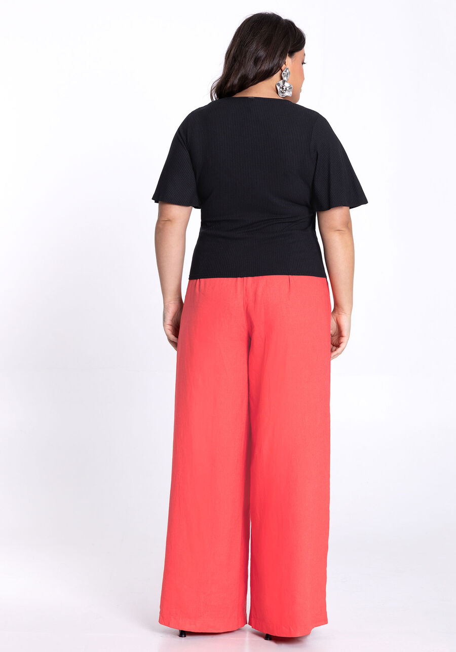 Blusa Plus Size Transpassada com Amarração, PRETO REATIVO. Blusa Plus Size Transpassada com Amarração, PRETO REATIVO, large.