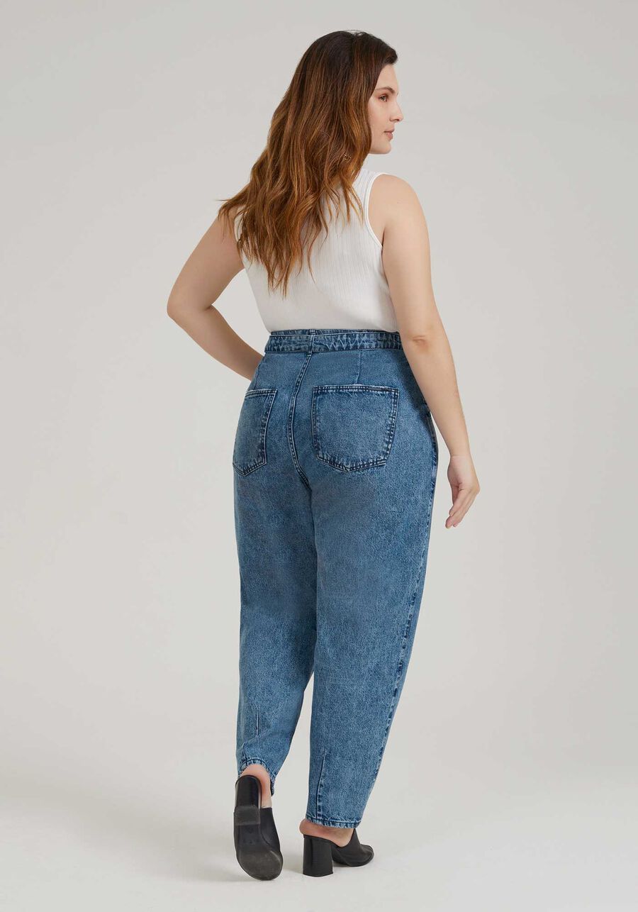 Calça Jeans Slouchy Plus Size com Recorte Cós, JEANS, large.